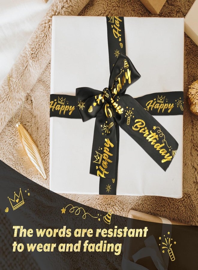 Homakover Happy Birthday Ribbon Birthday Decorations Gift Box Wrapping, Glitter Black Satin Ribbon for Crafts, Banner Making and Cake Decor, 2 Inch x 10 Yards - Image 5